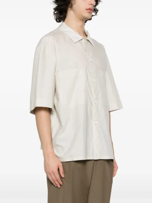 国内発送【LEMAIRE】コットンスカーフ◇Tシャツ｜セルフタイ付き LEMAIRE スカーフディテール シルクシャツ | ブラウン | FARFETCH JP