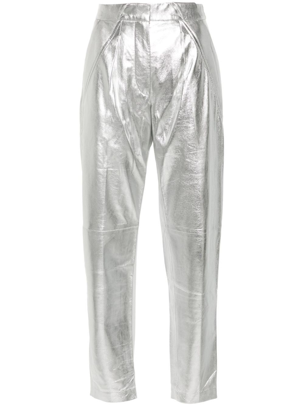 IRO metallic nappa tapered trousers - Silver