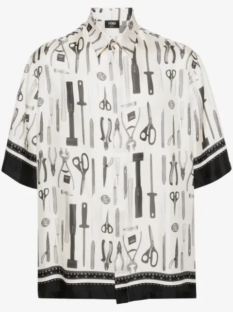 FENDI graphic-print silk shirt