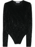 Blumarine rhinestone-logo mesh top - Black