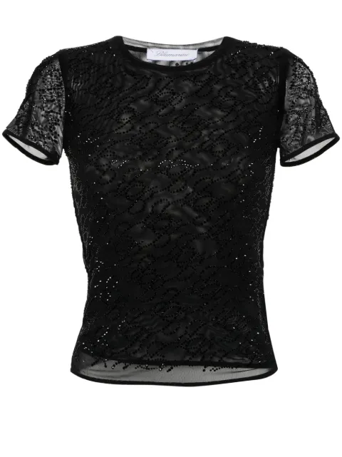 Blumarine crystal-embellished tulle T-shirt