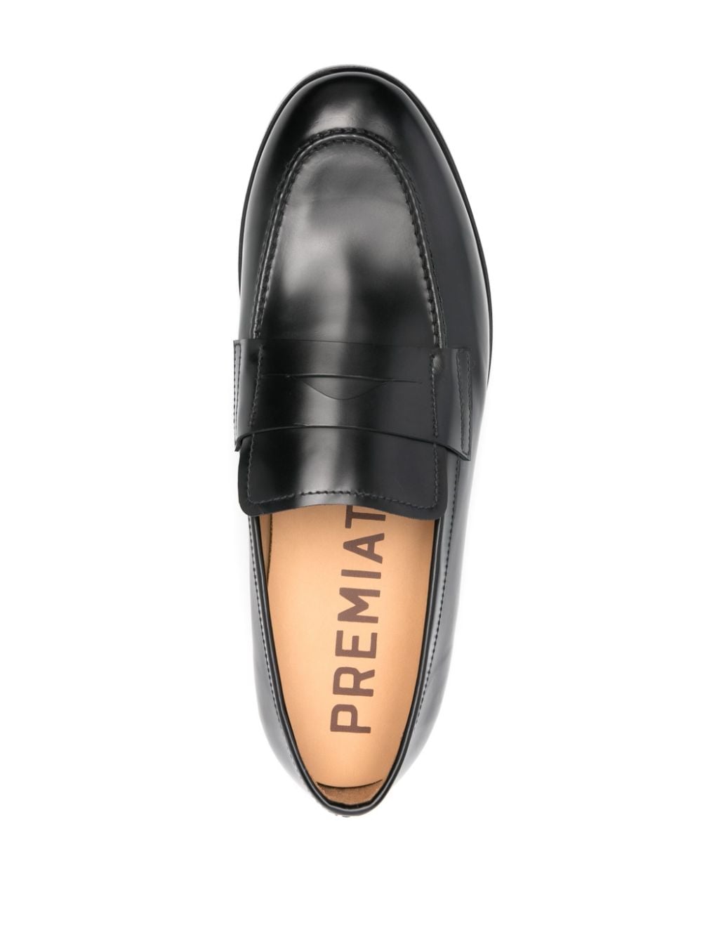 Shop Premiata Polished Leather Loafers In Black