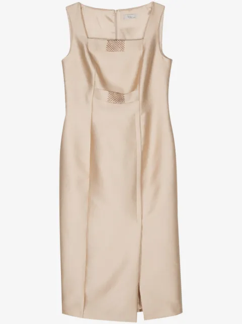 Fely Campo vestido de crepé con detalles de cristal