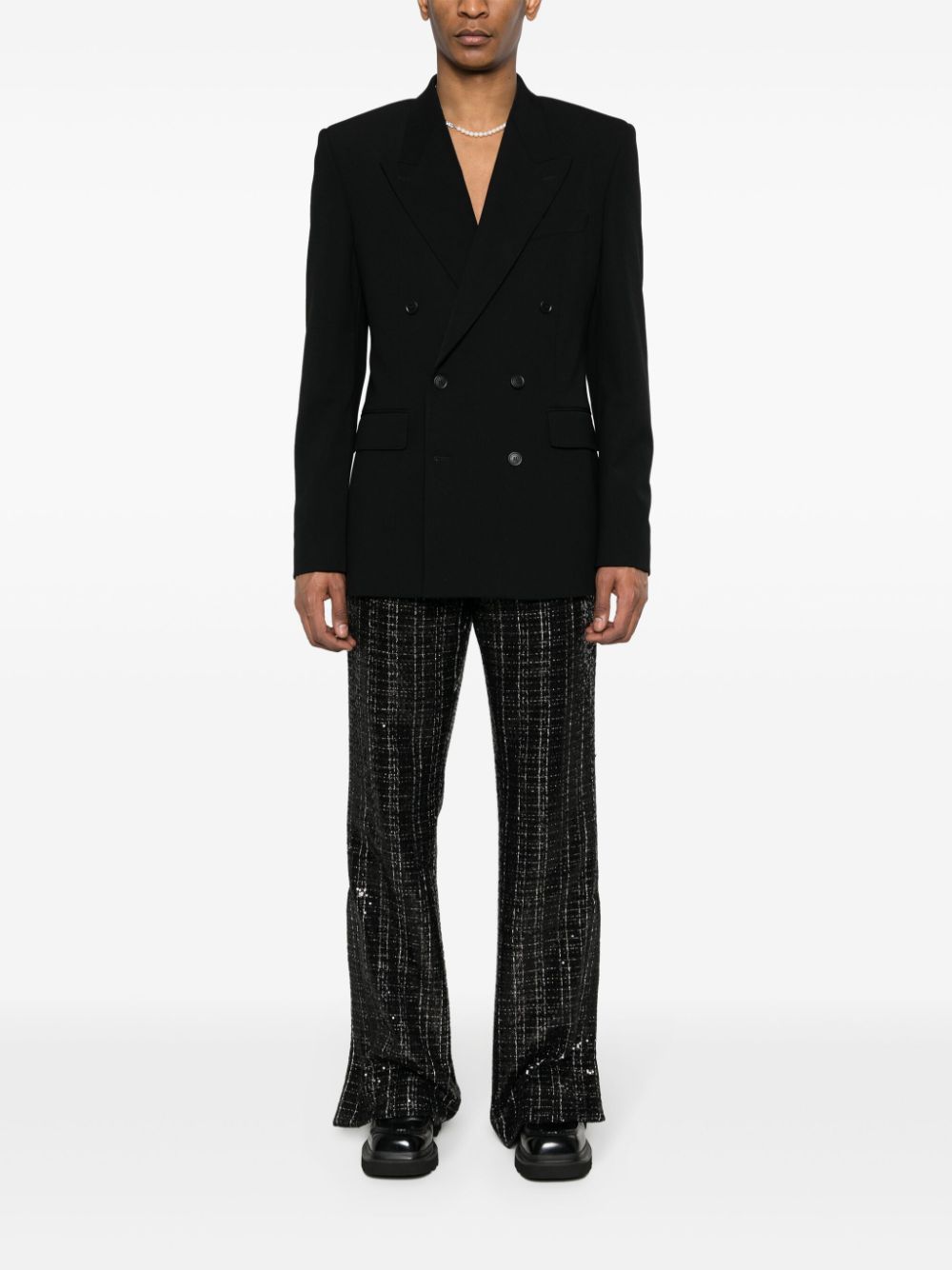 Shop Amiri Sequin-design Trousers In Black