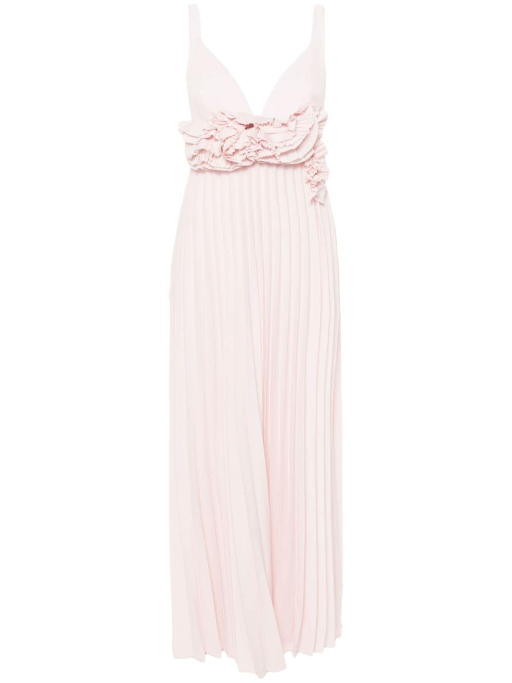 P.a.r.o.s.h Floral-appliqué Pleated Dress In Pink