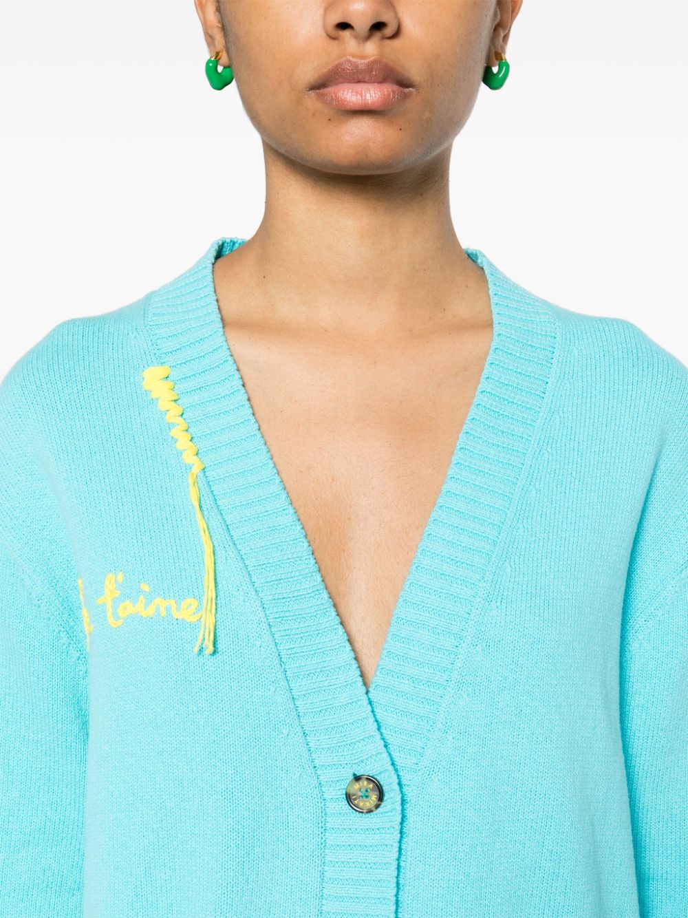 Shop Mira Mikati Embroidered-motif Cotton Cardigan In Blue