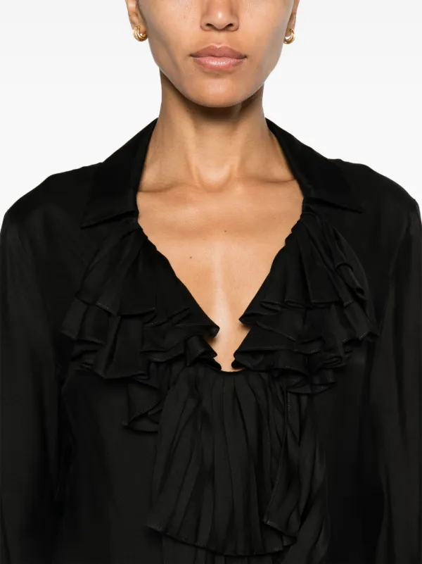 TOM FORD Plisse ruffle collar Blouse Black FARFETCH JO