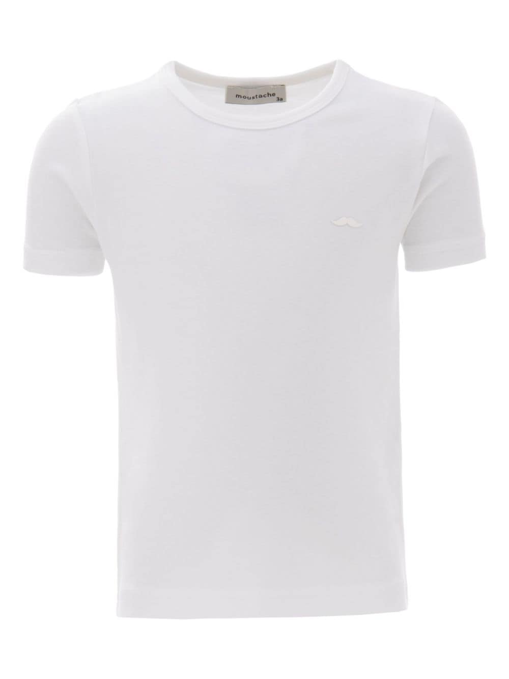 Moustache crew-neck cotton T-shirt - Bianco