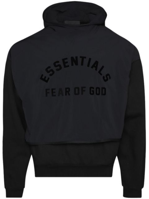 FEAR OF GOD ESSENTIALS layered logo-print fleece hoodie