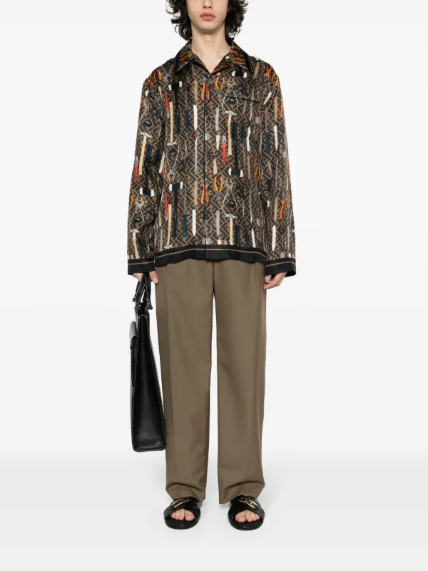 FENDI Fendi Block-print Silk Shirt | Purple | FARFETCH