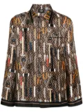 FENDI graphic-print silk shirt - Brown