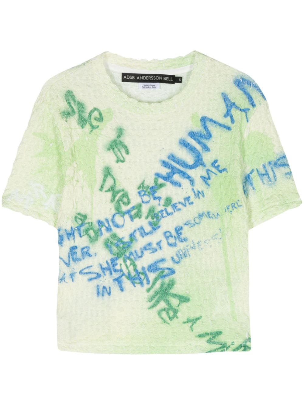 Shop Andersson Bell Jenny Sprayed-effect Cropped T-shirt In Green