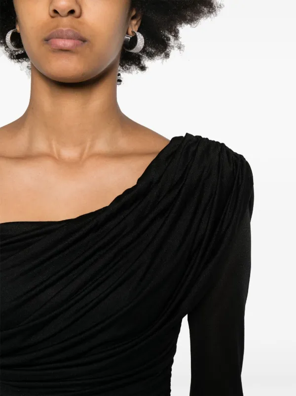 Blumarine Draped Mini Dress | Black | FARFETCH JO