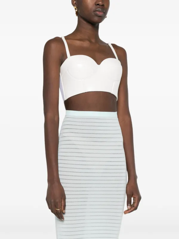 Alaïa Leather Bustier Crop Top | White | FARFETCH Alaïa Leather Bustier Crop Top | White | FARFETCH