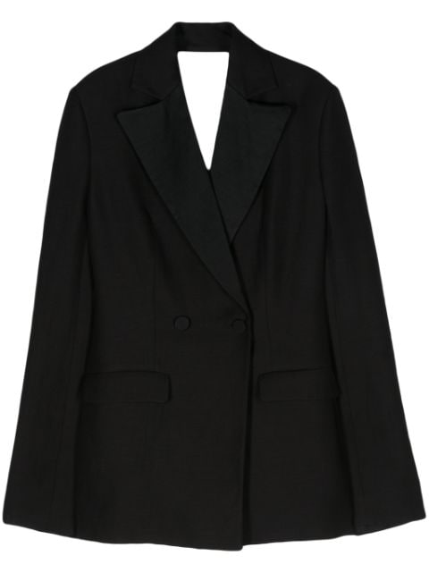 scoop-back twill blazer