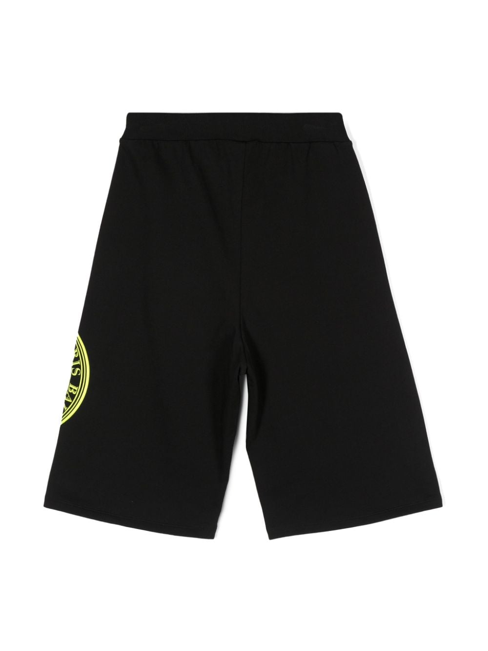 Shop Balmain Coin-logo Cotton Shorts In Black