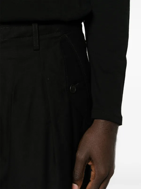 Yohji Yamamoto M-Front 1 Tuck クロップドパンツ | ブラック