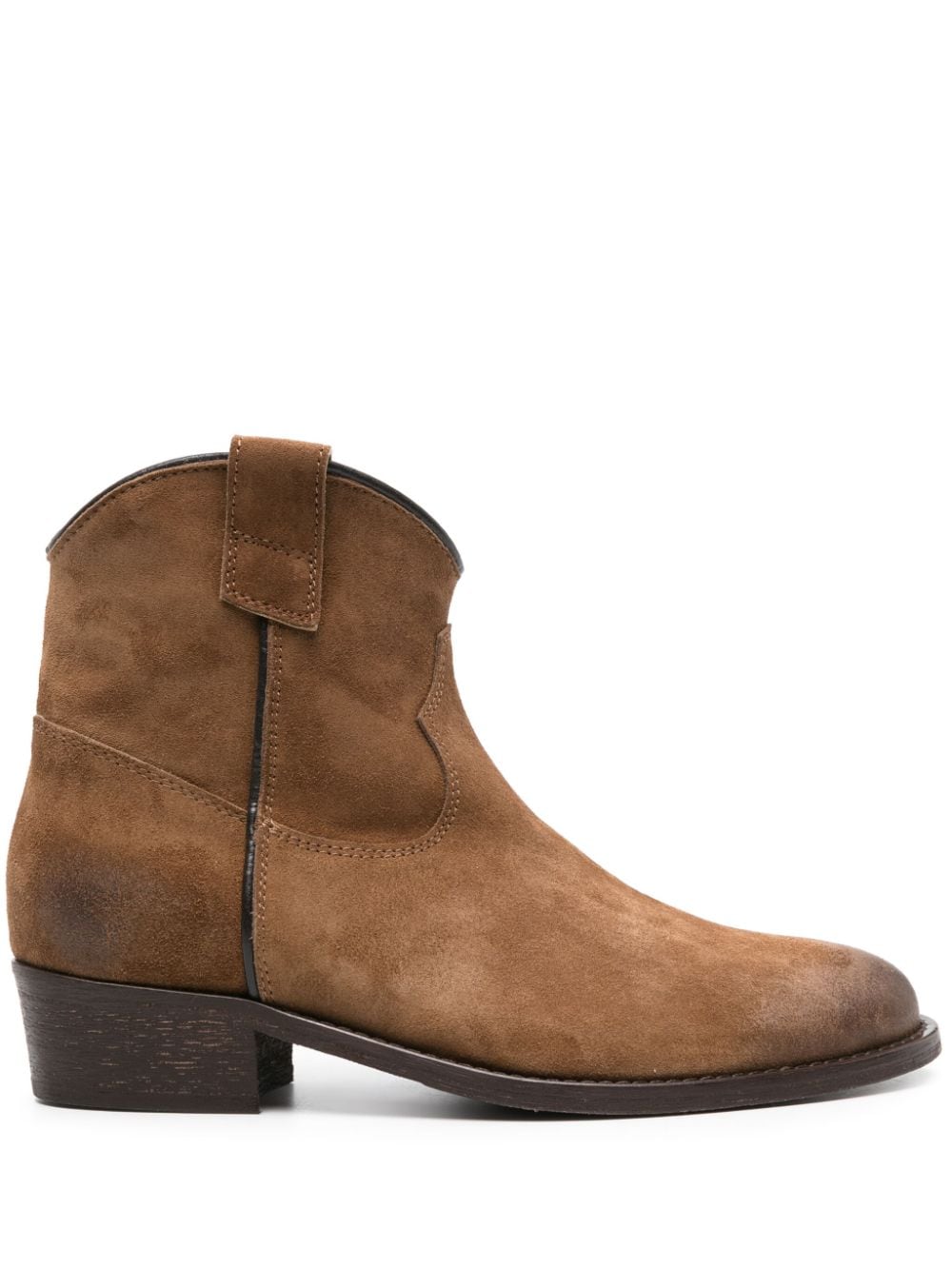 Shop Via Roma 15 Panelled Suede Ankle Boots In Brown