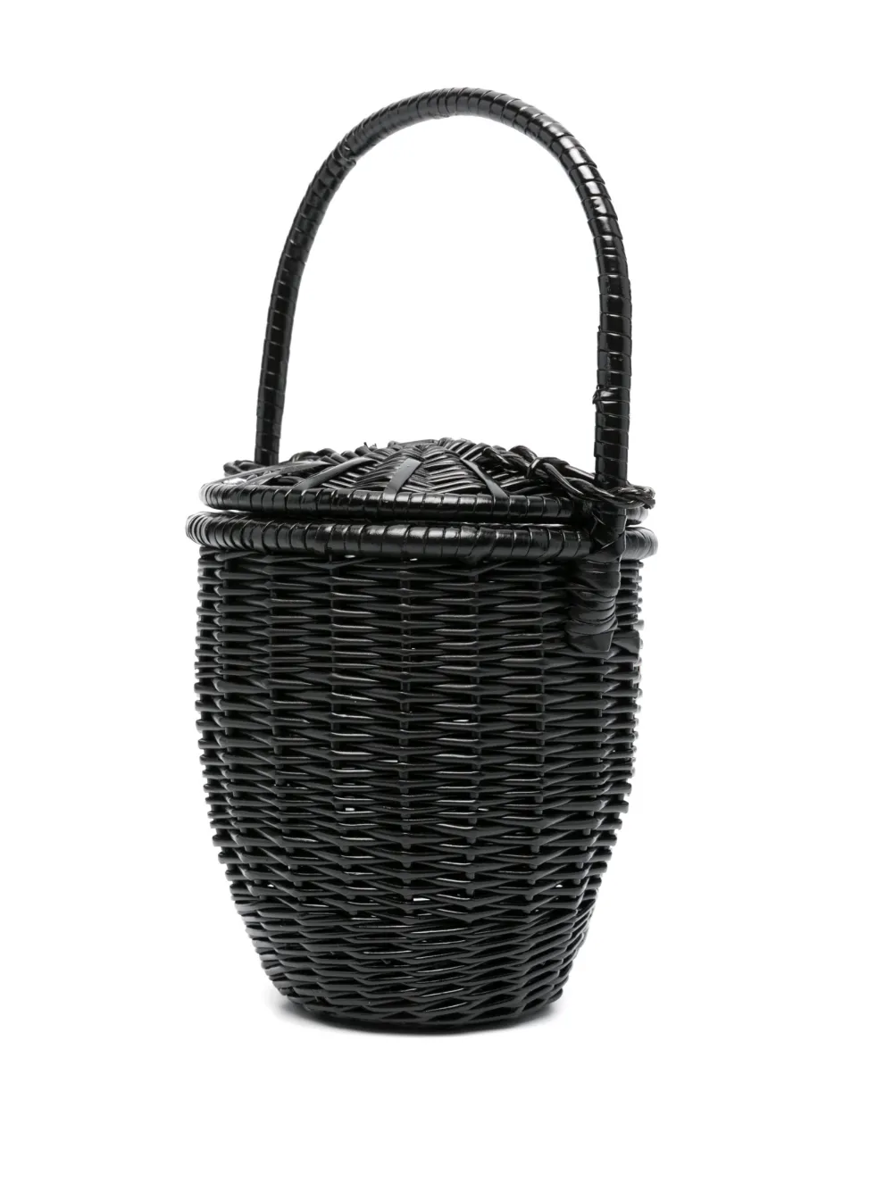 Patou logo-paque wicker bucket bag - Zwart