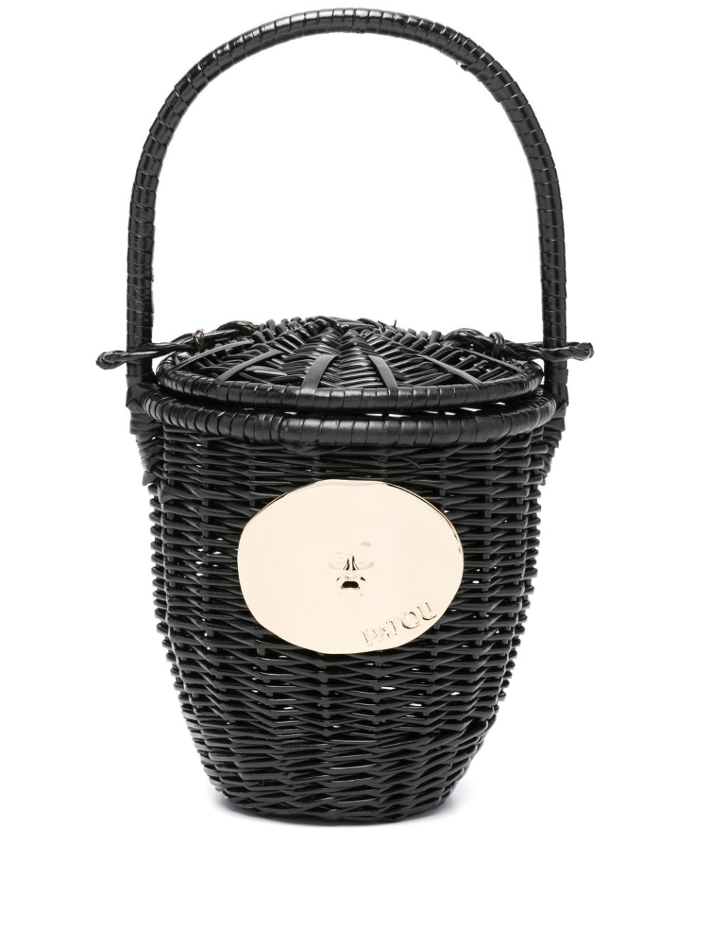 Patou logo-paque wicker bucket bag Zwart