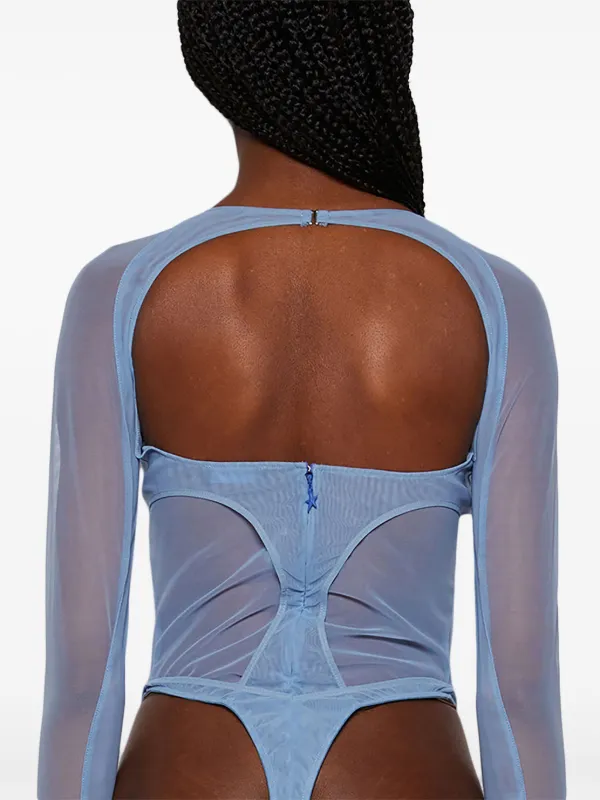 Mugler Layered cut-out Bodysuit | Blue | FARFETCH