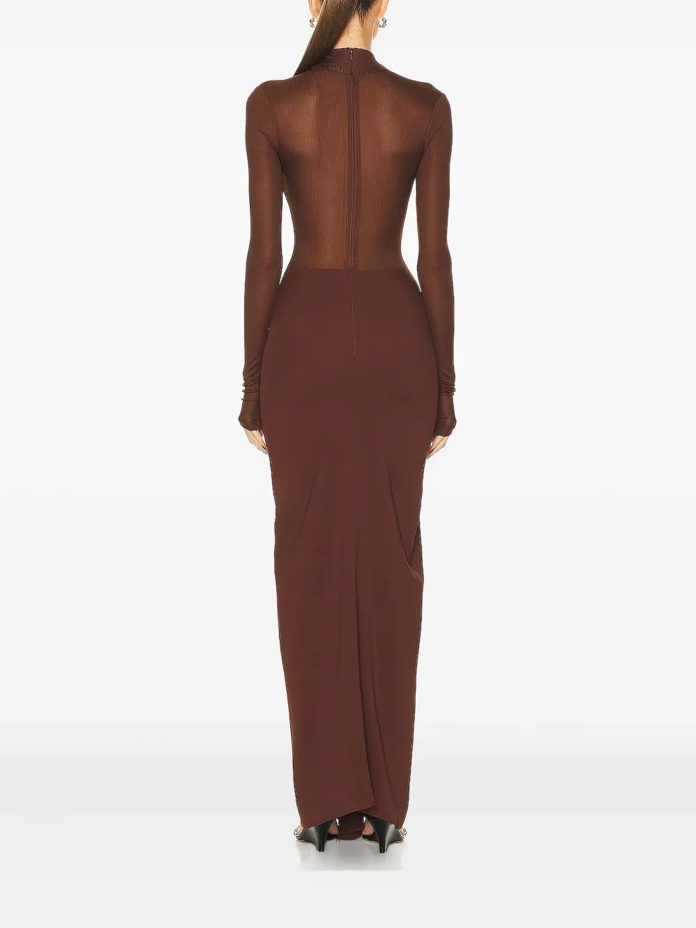 Christopher Esber Fusion Gathered Maxi Dress In Brown