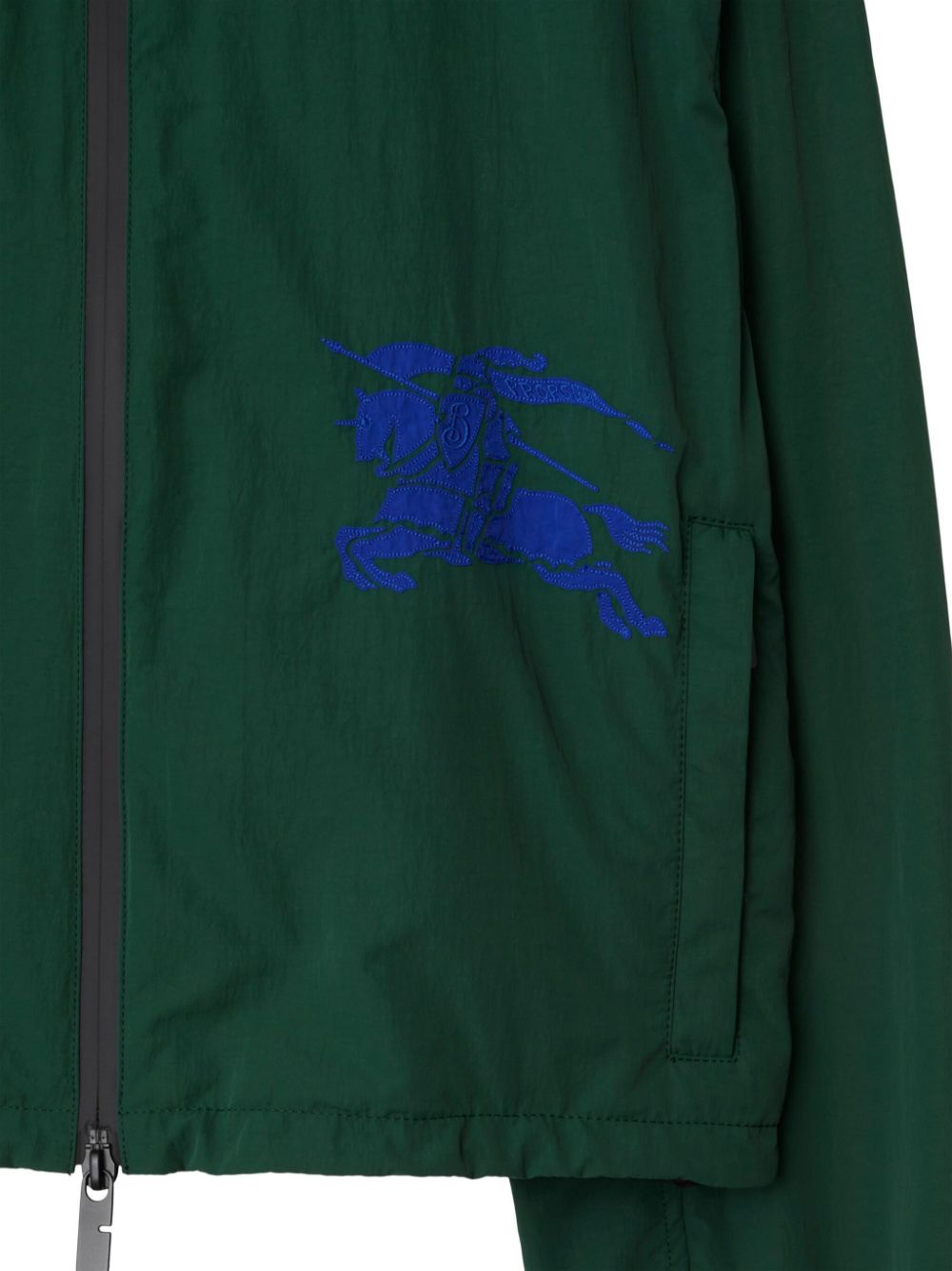 Shop Burberry Ekd-embroidered Cropped Jacket In Green