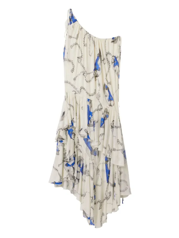 Burberry chain-print Asymmetric Dress | White | FARFETCH BE