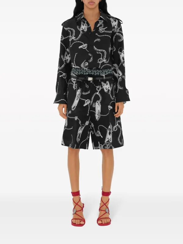 Burberry Knight Hardware Silk Shirt | Black | FARFETCH