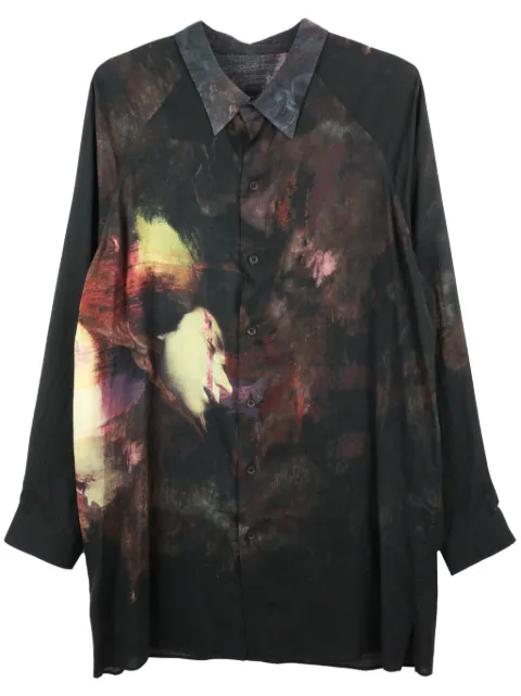 Yohji Yamamoto camisa manga larga con estampado abstracto