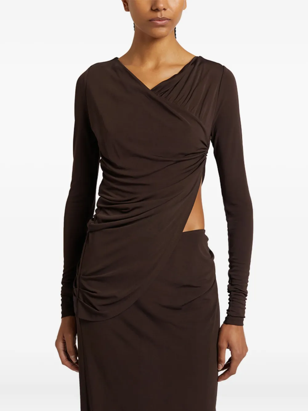 Christopher Esber Uitgesneden gedrapeerde maxi-jurk Bruin