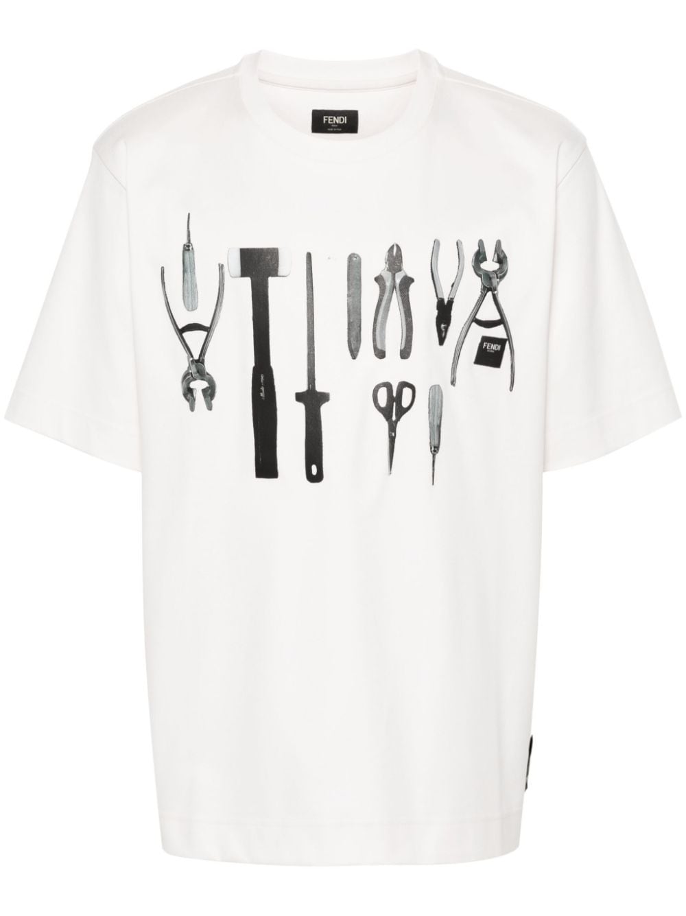 Shop Fendi Tools Cotton T-shirt In Neutrals