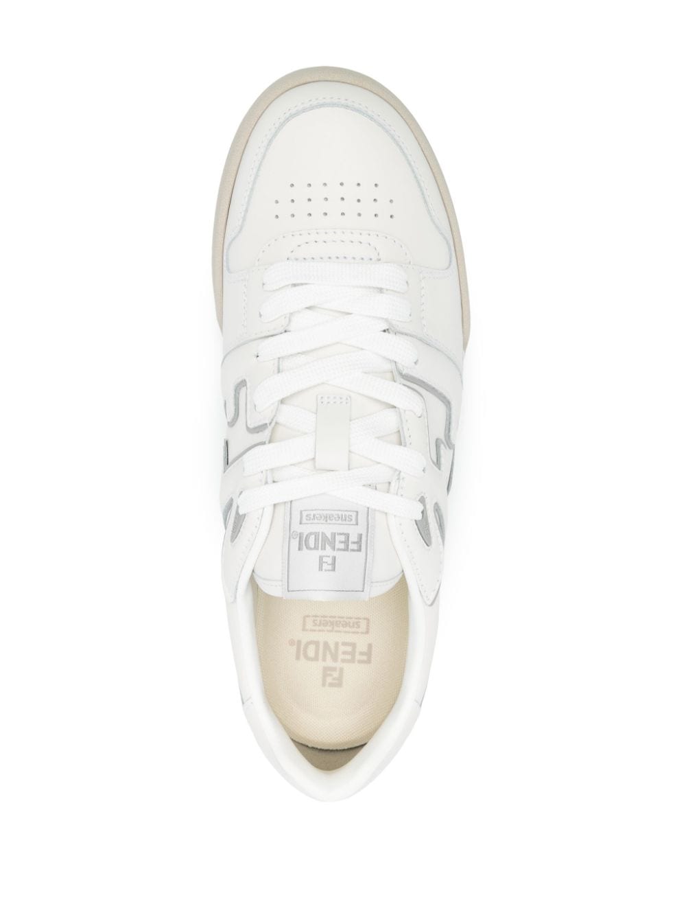 Shop Fendi Match Ff-appliqué Leather Snekaers In White