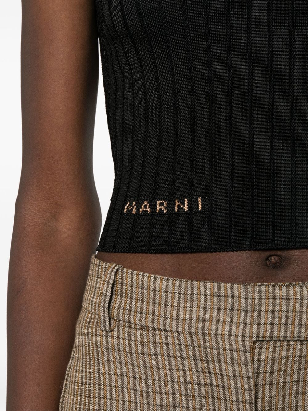 Shop Marni V-neck Knitted Top In Black