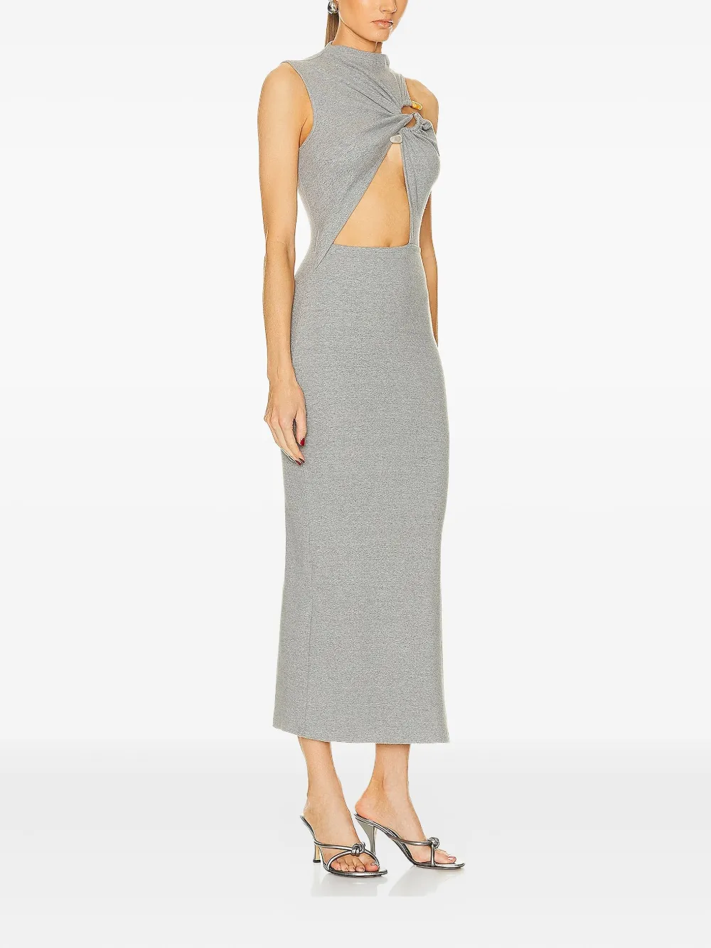 Christopher Esber Callisto Marle Column twist-detail side-split midi dress - Grijs