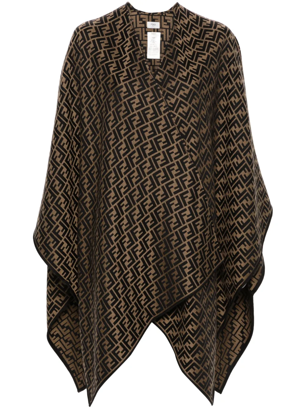 FENDI Poncho mit FF-Jacquard - Braun
