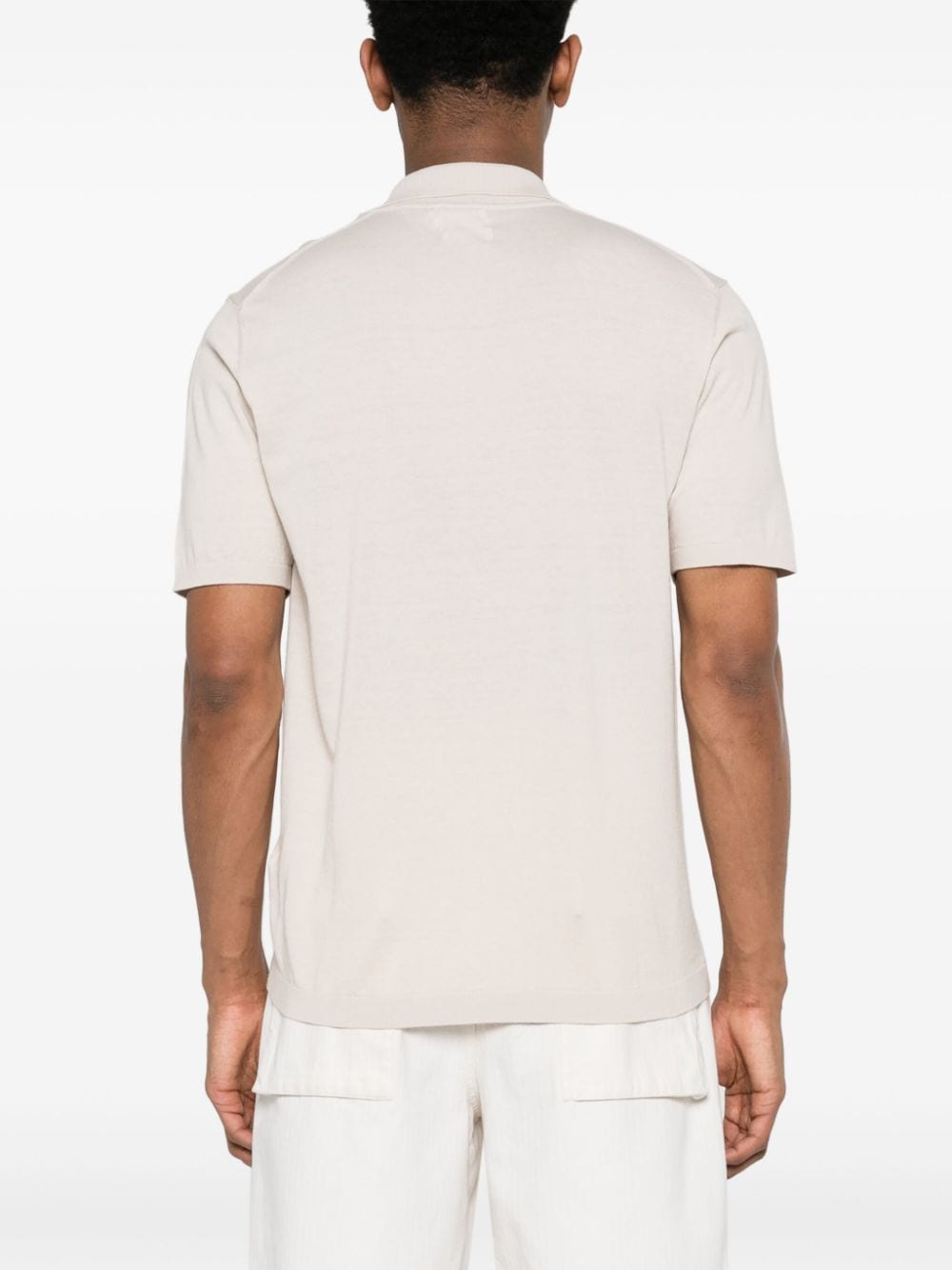 Shop Calvin Klein Rubberised-logo Knitted Polo Shirt In Neutrals