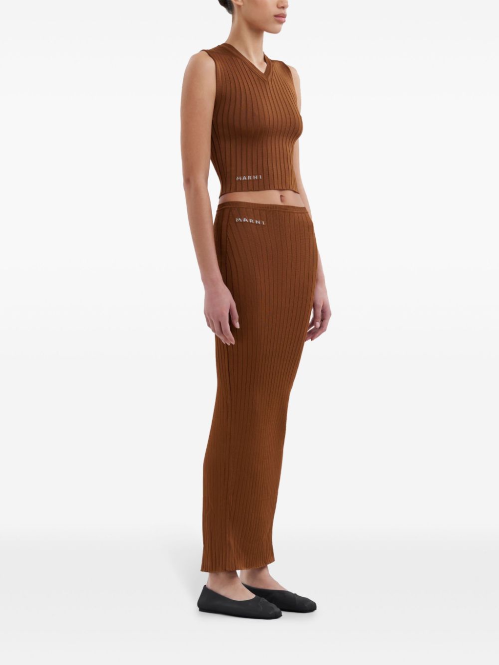 Marni V-neck knitted top - Brown