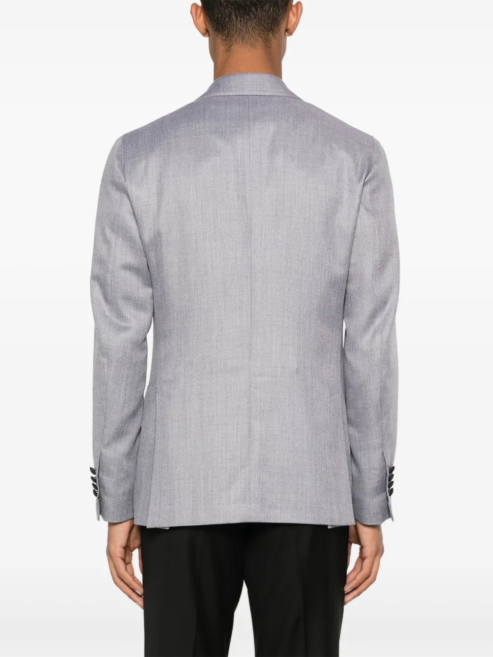 Shop Lardini Mélange Double-breasted Blazer In 灰色