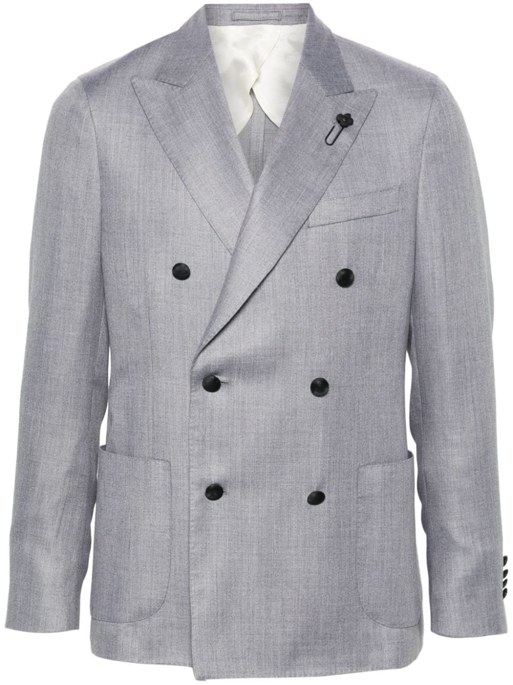 Lardini Mélange Double-breasted Blazer In Gray