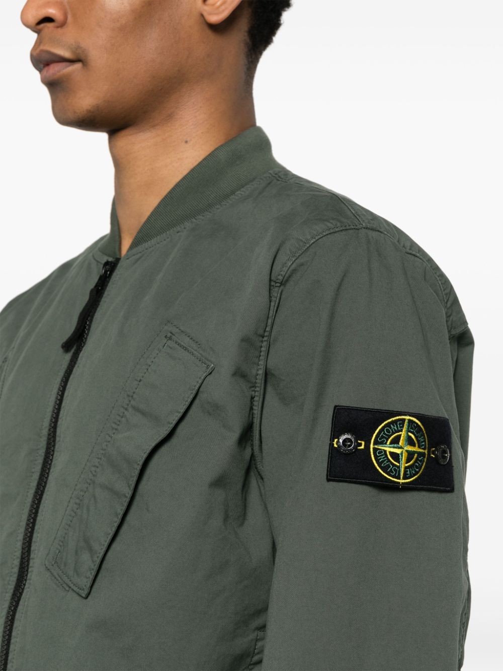 Shop Stone Island Compass-badge Bomber Jacket In Green