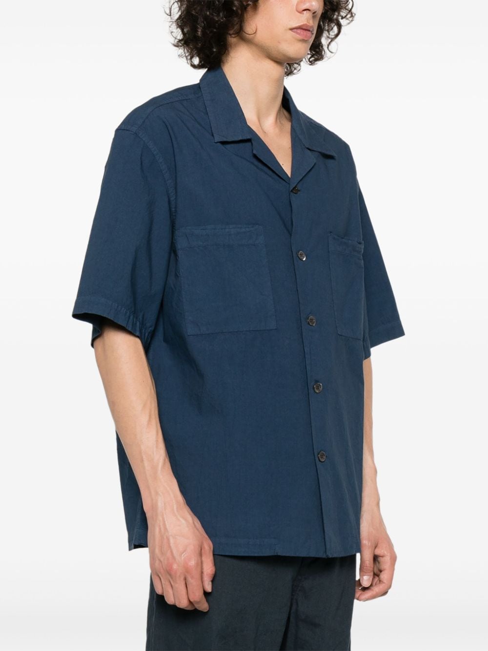 Shop Barena Venezia Camp-collar Cotton Shirt In Blue