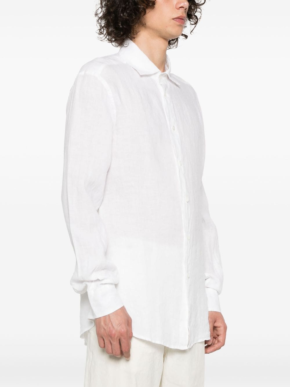 Shop Barena Venezia Long-sleeve Linen Shirt In White