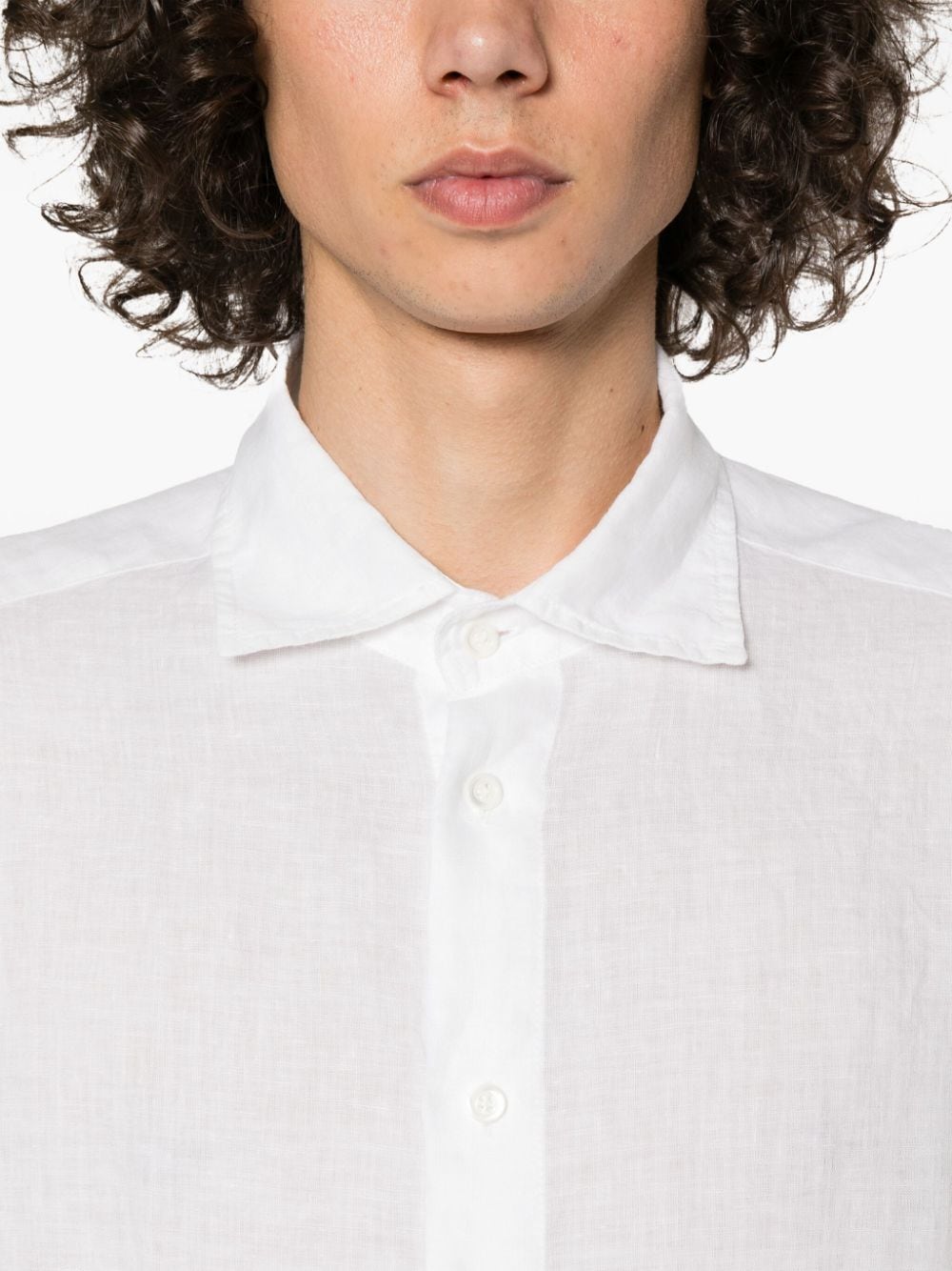 Shop Barena Venezia Long-sleeve Linen Shirt In White