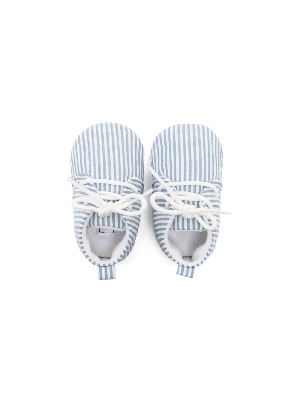 Shop Tartine Et Chocolat Striped Lace-up Crib Shoes In Blue