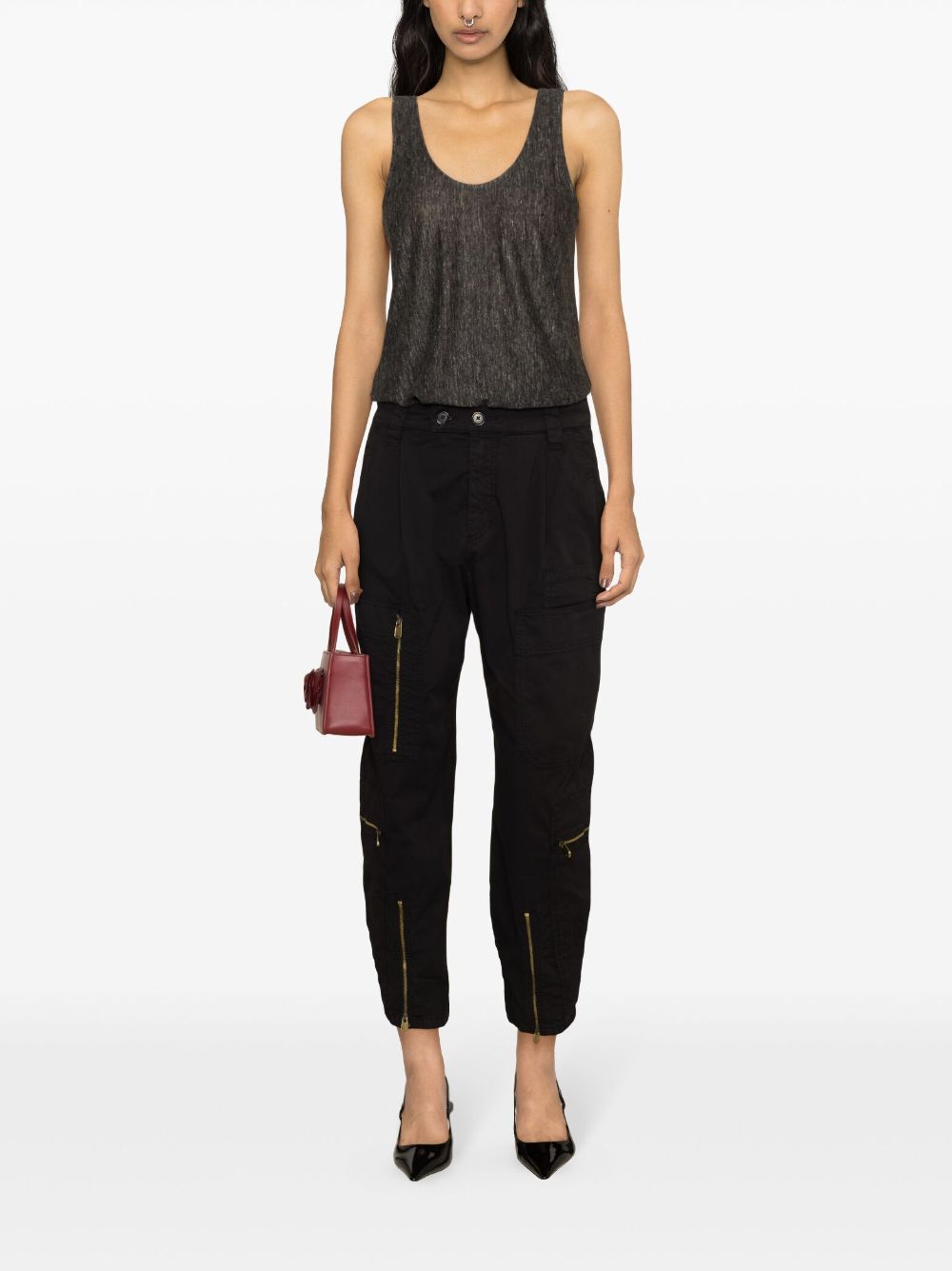 Shop Pinko Cars Linen Tank Top In Black