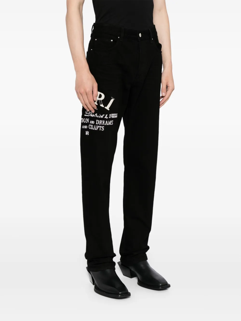 Amiri Vaqueros Rectos Con Aplique Del Logo - Negro 