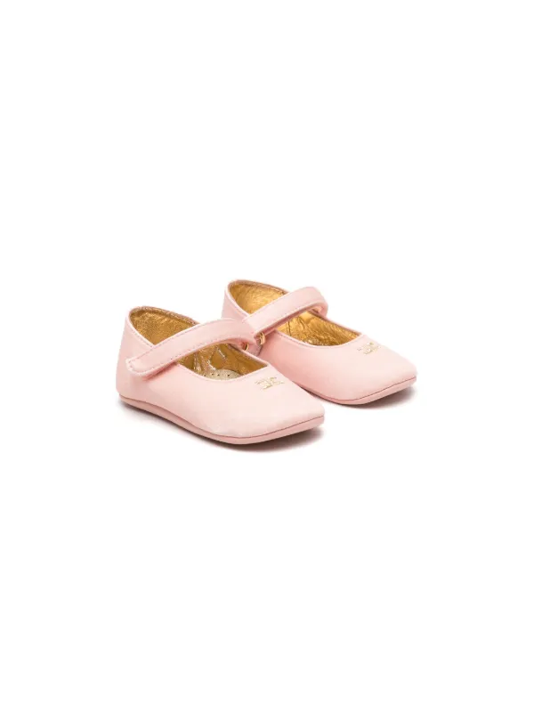 Elisabetta Franchi La Mia Bambina logo embroidered Leather Crib Shoes Pink FARFETCH CA