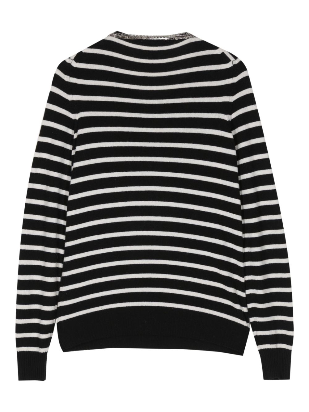 CHANEL Pre-Owned 2008 Camélia-appliqué striped jumper - Zwart