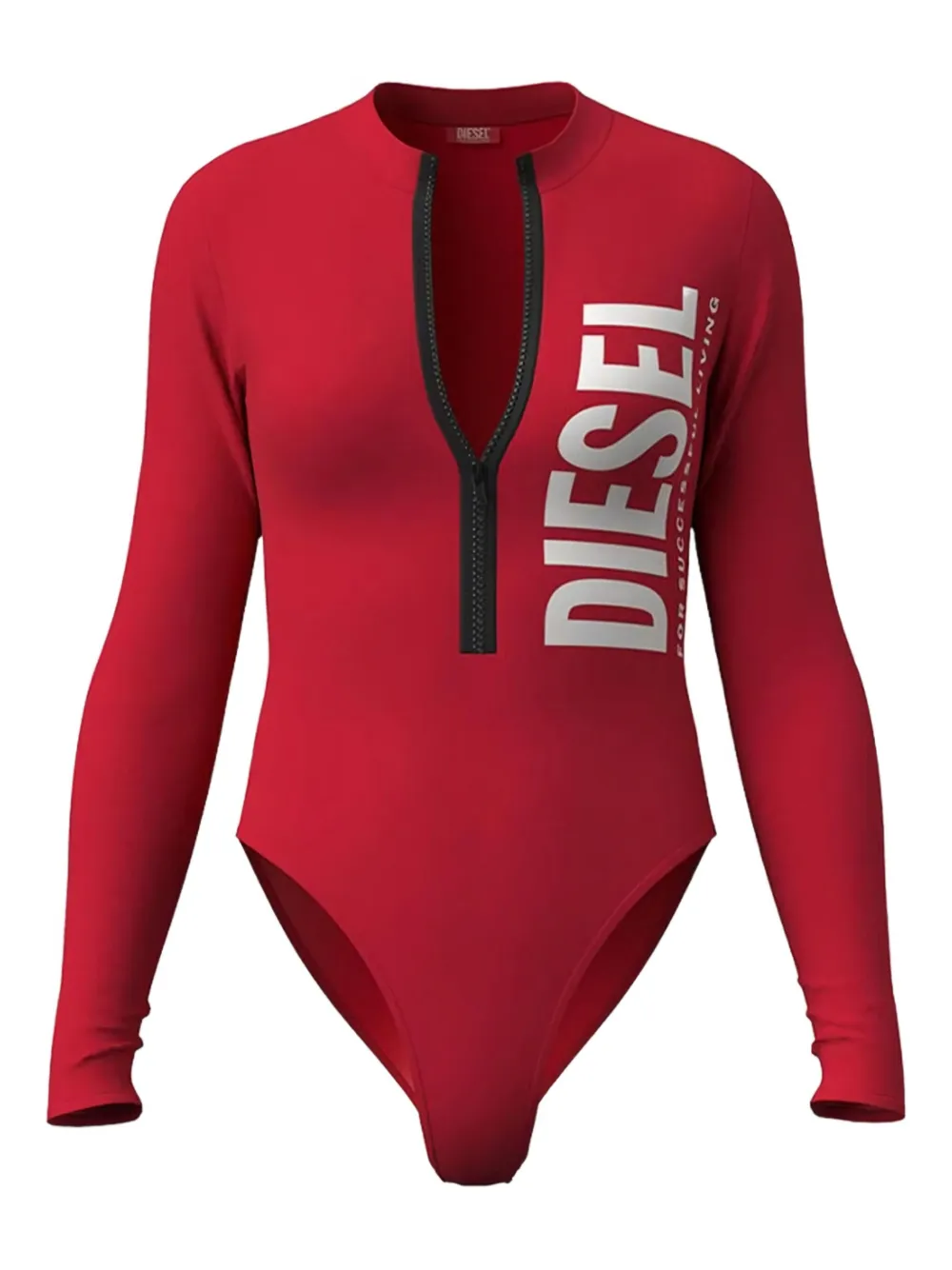 Diesel zip-front long-sleeve bodysuit – Red